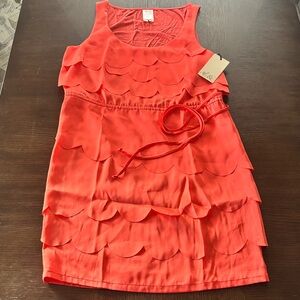 NWT Ali Ro coral/red tiered dress, size 0